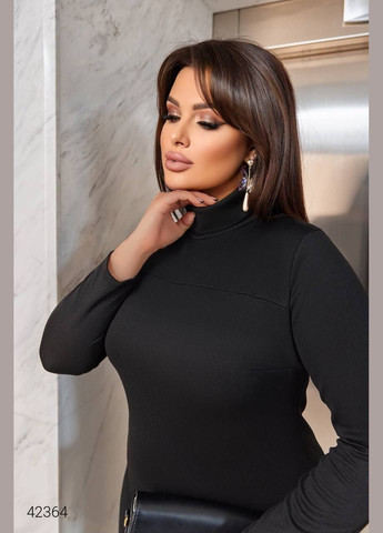 Черное повседневный теплое платье с воротником Liton однотонное