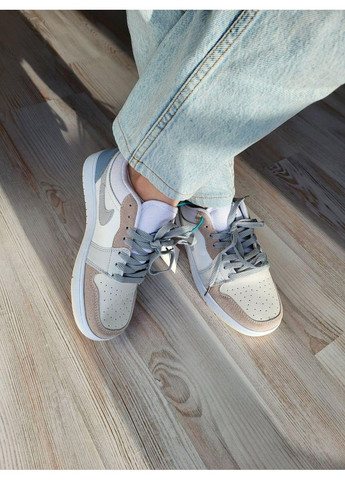 КРОССОВКИ ЖЕНСКИЕ NIKE AIR JORDAN 1 LOW DIOR НАЙК АИР ДЖОРДАН No Brand бежевые демисезоны (367173906)