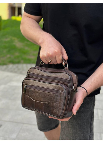Топ! Мужская кожаная сумка барсетка через плечо с коричневой ручкой 61881B Bexhill (336552107)