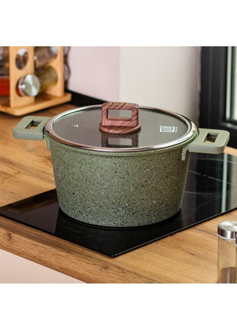 Каструля алюмінієва MGC з керамічним покриттям 5.3 л, зелена MGC HP-4-446GR No Brand (373399879)