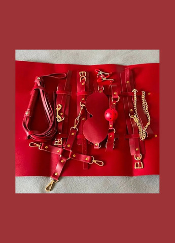 БДСМ набір червоний 10 шт для рольових садо мазо ігор комплект для фіксації BDSM з валізою для зберігання No Brand (341309866)