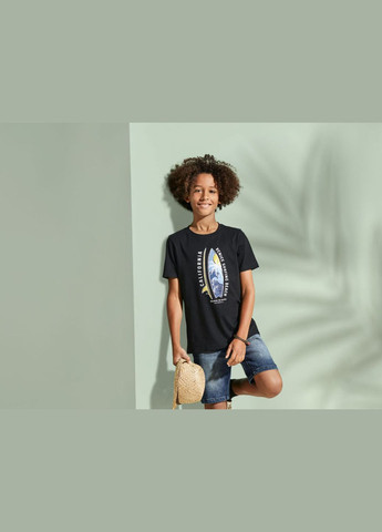 Черная демисезонная футболка хлопковая для мальчика 371400 Pepperts