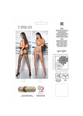 Эротические колготки TIOPEN 004 3/4 (fishnet 40 den), black, имитация чулок и пояса Passion (370777216)