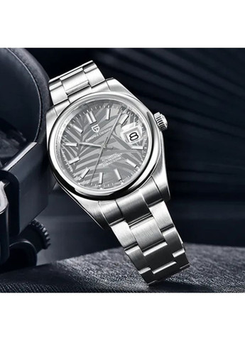 Годинник механічний з автопідзаводом сріблястий для чоловіків водонепроникний з календарем ProDobro (367266679)