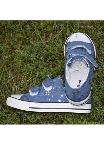 Синій дитячі кеди для дівчинки на липучках з принтом сині No Brand