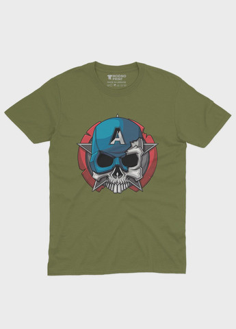 Хакі (оливкова) чоловіча футболка з принтом супергероя - капітан америка (ts001-1-hgr-006-022-003) Modno
