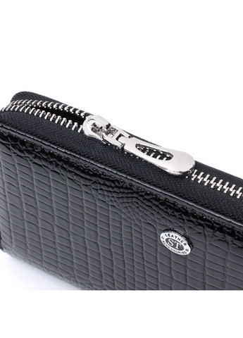 Лакований жіночий гаманець на блискавці із натуральної шкіри 22678 Чорний st leather (297993028)