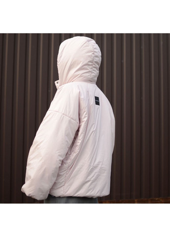 Пудровая демисезонная куртка «уточка» пудра со съемными бантами и пристегивающимся капюшоном HOCHUSOBITAKE