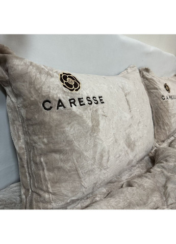 Розкіш велюру: постільна білизна євро бежевого кольору (Velvet Touch). Простирадло на резинці. Підковдра 200*230см. No Brand (370278918)