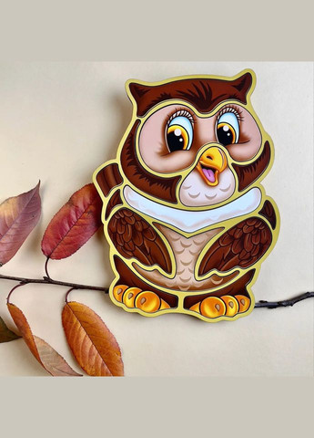 Дерев'яний пазл-вкладиш "Сова" (ПСД087) PSD087 пазл-контур Ubumblebees (306453817)