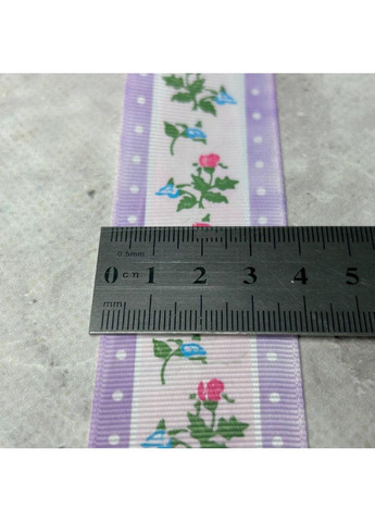 4 см Стрічка репсова з принтом на відріз - #746/1 бузковий Plus-plus (353393196)