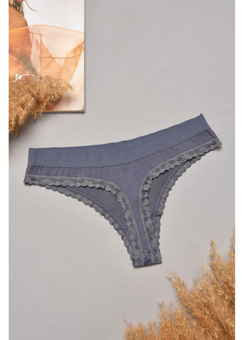 Стрінги жіночі однотонні сірого кольору Let's Shop (351361193)