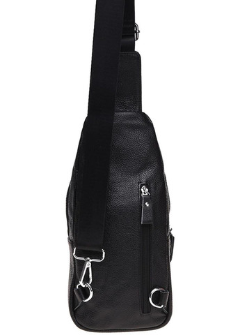 Сумка слінг через плече чоловіча з натуральної шкіри для телефону та документів середня Чорний 38879 Borsa Leather (351489084)