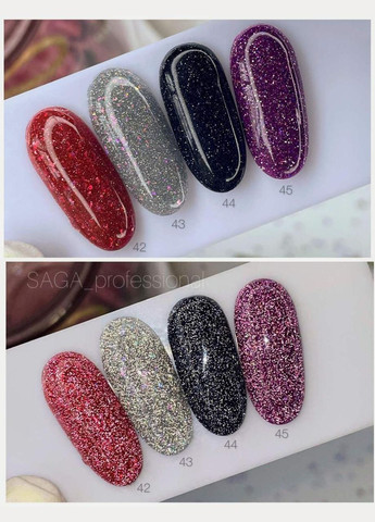 Professional Гель-лак Fiery gel 31 (красный с микроблеском и блестками, светоотражающий), 9 мл Saga (373220773)