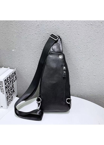 Мужской слинг кожаный 32х18х8, сумка рюкзак на плечо зернистая, бананка для документов23242 черная No Brand (335039912)