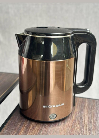 Электрочайник из нержавеющей стали EKS-1859SD дисковый чайник Металл 1.8л 1500 Вт Бежевый с черным Grunhelm (316136404)