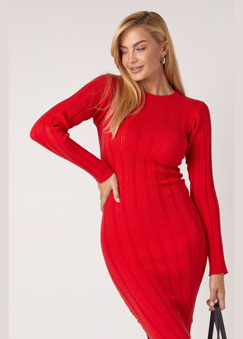 Червона вечірня довга силуетна сукня з розрізом на нозі - червоний колір, one size (sku_5885) No Brand однотонна