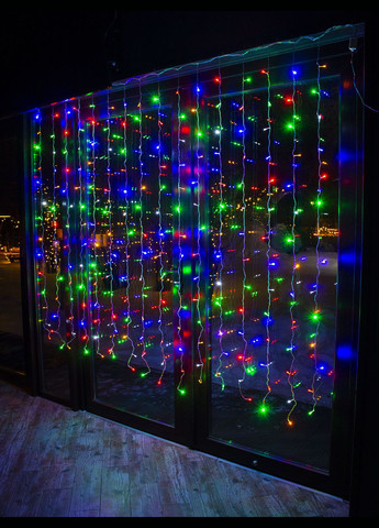 Светодиодная гирлянда Занавес на окно Мульти 2*2 м. 240 LED от сети прозрачный провод Laplandia (314893425)
