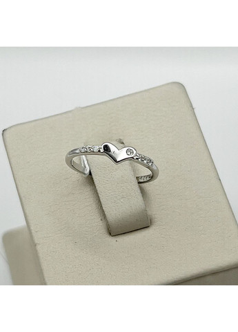 Каблучка срібна з кубічним цирконієм "Сердечко" 15,5 0,97 г No Brand (370142601)
