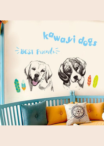 Наклейка інтер'єрна на стіну Цуценята 60х100 см (XL7228) Green Life (322301223)