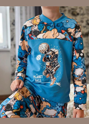 Синяя пижама для мальчика на кнопке hc (h001-6077-024-33-4) No Brand