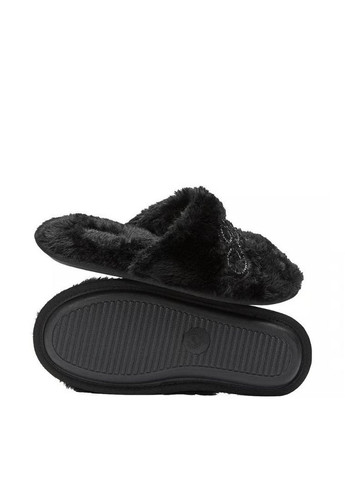Черные домашние тапочки closed-toe faux fur slippers Victoria's Secret со стразами