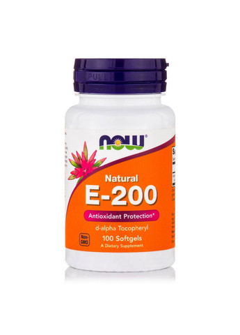 Вітамін E, Е-200,, 100 желатинових капсул Now Foods (326055074)
