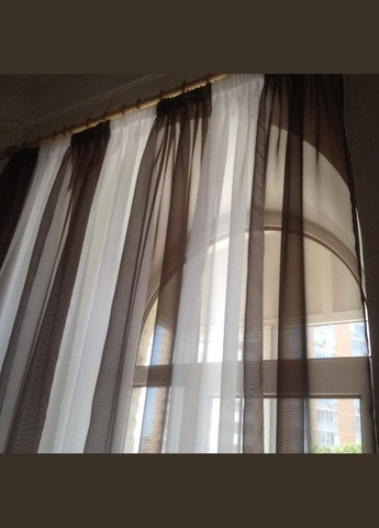 Готовий пошитий тюль вуаль короткий на тасьмі два кольори Білий, Коричневий 490*180 см Hanna (319132599)