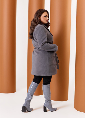 Серое демисезонное Женское пальто двубортное No Brand