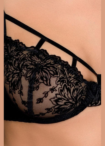 Чорний демісезонний комплект білизни haya set black xxl/xxxl - exclusive: стрінги, ліф, пояс для панчіх Passion