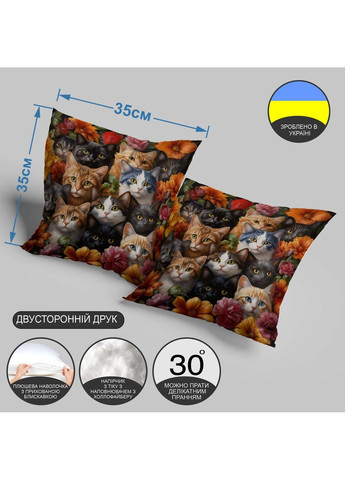 Подушка для дивана "Різнокольорові коти" – сучасний дизайн інтер'єру 35 х 35 см 13291 WONKEY (365297662)