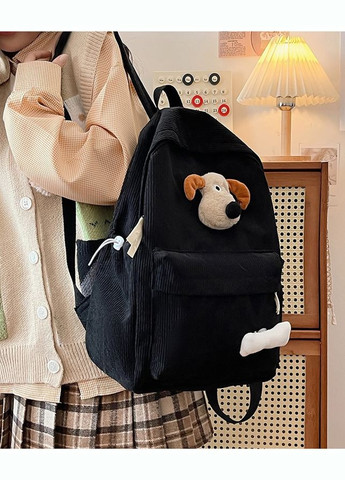 Рюкзак вельветовий з брелком чорний No Brand (326487653)