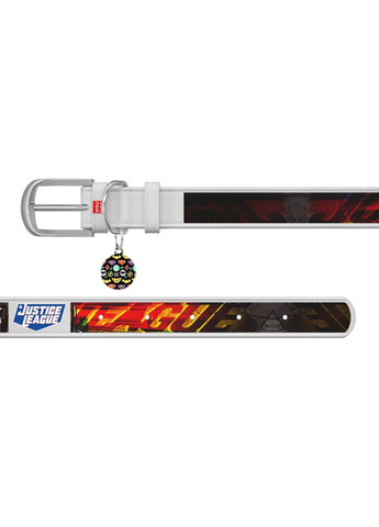 Ошейник для собак кожаный Design с QR паспортом, рисунок "Лига Справедливости", Ш 25 мм, Дл 37-48 см WAUDOG (279565555)