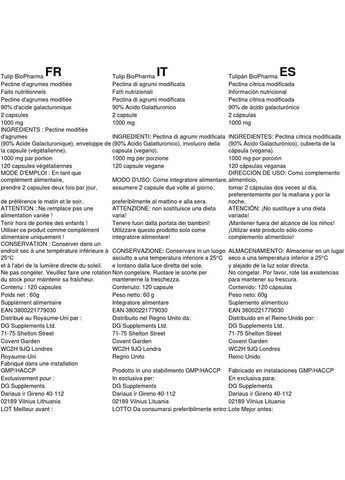 Модифицированный цитрусовый пектин (MCP) 500 мг Tulip 120 капсул Biopharma (299717572)