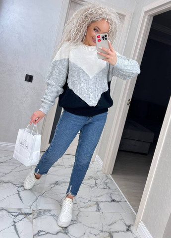 Сіро-синій демісезонний в'язаний светр джемпер Tik-Tak