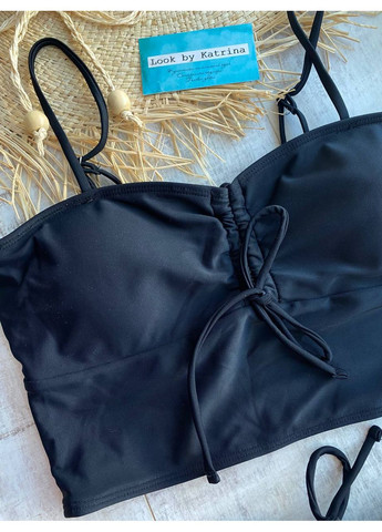 Чорний літній спортивний купальник з топом і шортами роздільний No Brand