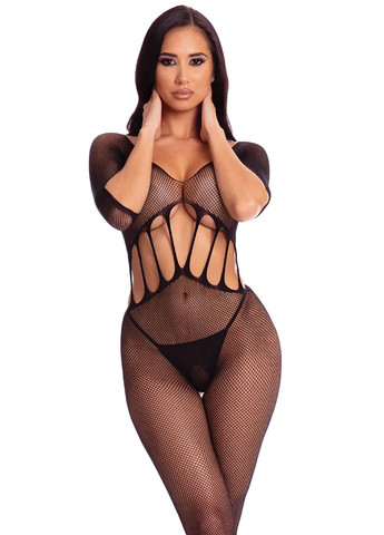 Комбінезон Pink Lipstick Amplify Crotchless, O/S, в дрібну сітку, чорний Pink Lipstick Lingerie чорний