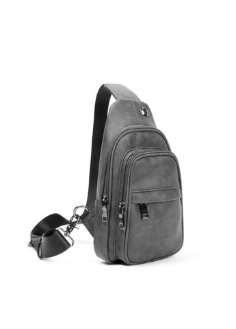 Классическая мужская сумка бананка на грудь барсетка на плечо кросс боди черная экокожа Серый Eton (336551897)