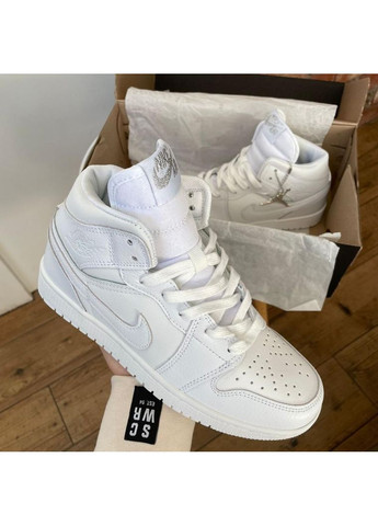 КРОСІВКИ ЖІНОЧІ NIKE AIR JORDAN 1 RETRO HIGH FULL WHITE V2 НАЙК АІР ДЖОРДАН No Brand білі демісезони (369392125)