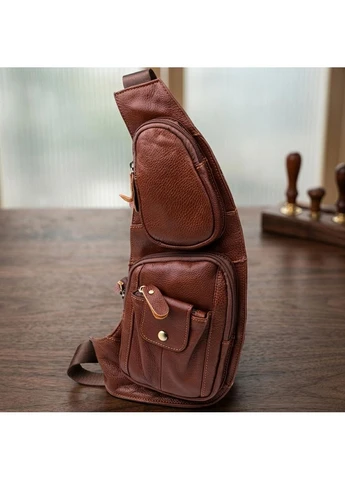 Мужская сумка с большим количеством карманов из натуральной кожи Vintage Коричневый Верховинка 22963 (398251976)