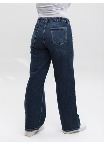 Джинсы женские широкие темно-синие с резинкой на поясе большие размеры Палаццо John Richone - (361066597)