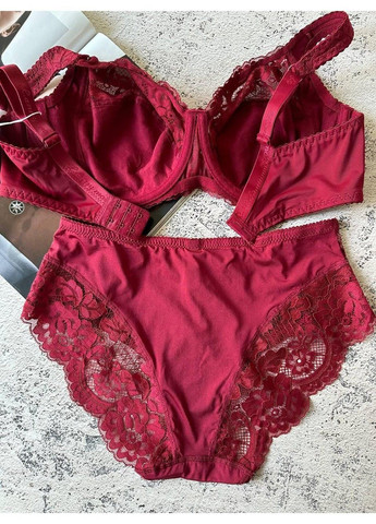 Бордовый бордовое женское белье большого размера комплект на чашку f Lanny Mode