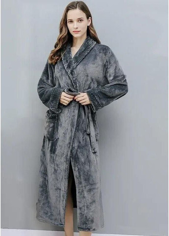 Теплый длинный халат на поясе с карманами универсальные унисекс халаты свободного кроя для домашнего отдыха мужчинам и женщинам Cindylove (349832935)