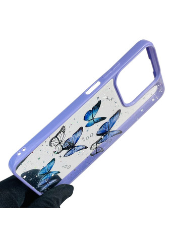 Чохол для C53 з блискітками з метеликами на реалмі с53 бузковий Realme (366390368)