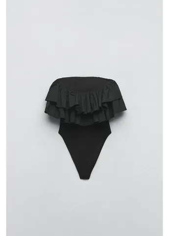 Боди с воланами и открытыми плечами Zara (360895203)