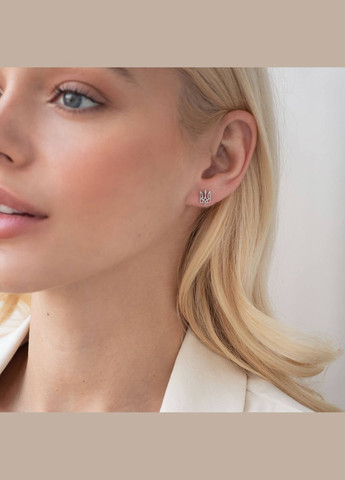 Серебряные серьги - пусеты Герб Украины Тризуб 121311 Oniks (264023335)