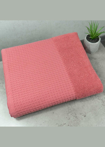 GM Textile банное полотенце вафельний бордюр 70х140см 500г/м2 () розовый производство -