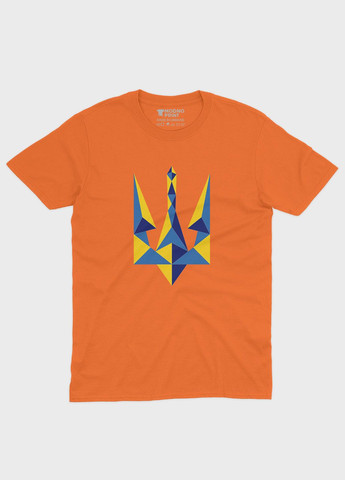 Оранжевая мужская футболка с патриотическим принтом гербтризуб (ts001-2-ora-005-1-042) Modno