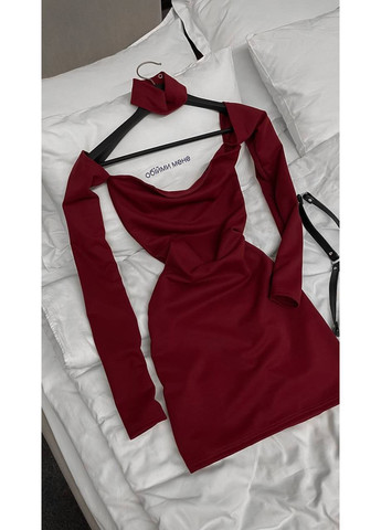 Бордова вечірня, кежуал сукня No Brand однотонна