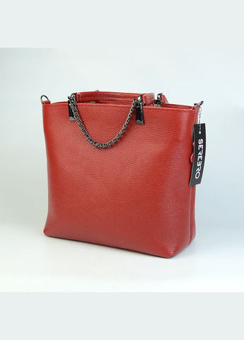 Червона жіноча шкіряна сумка тоут з ручками і довгим ремінцем формат а4 Serebro (306642380)
